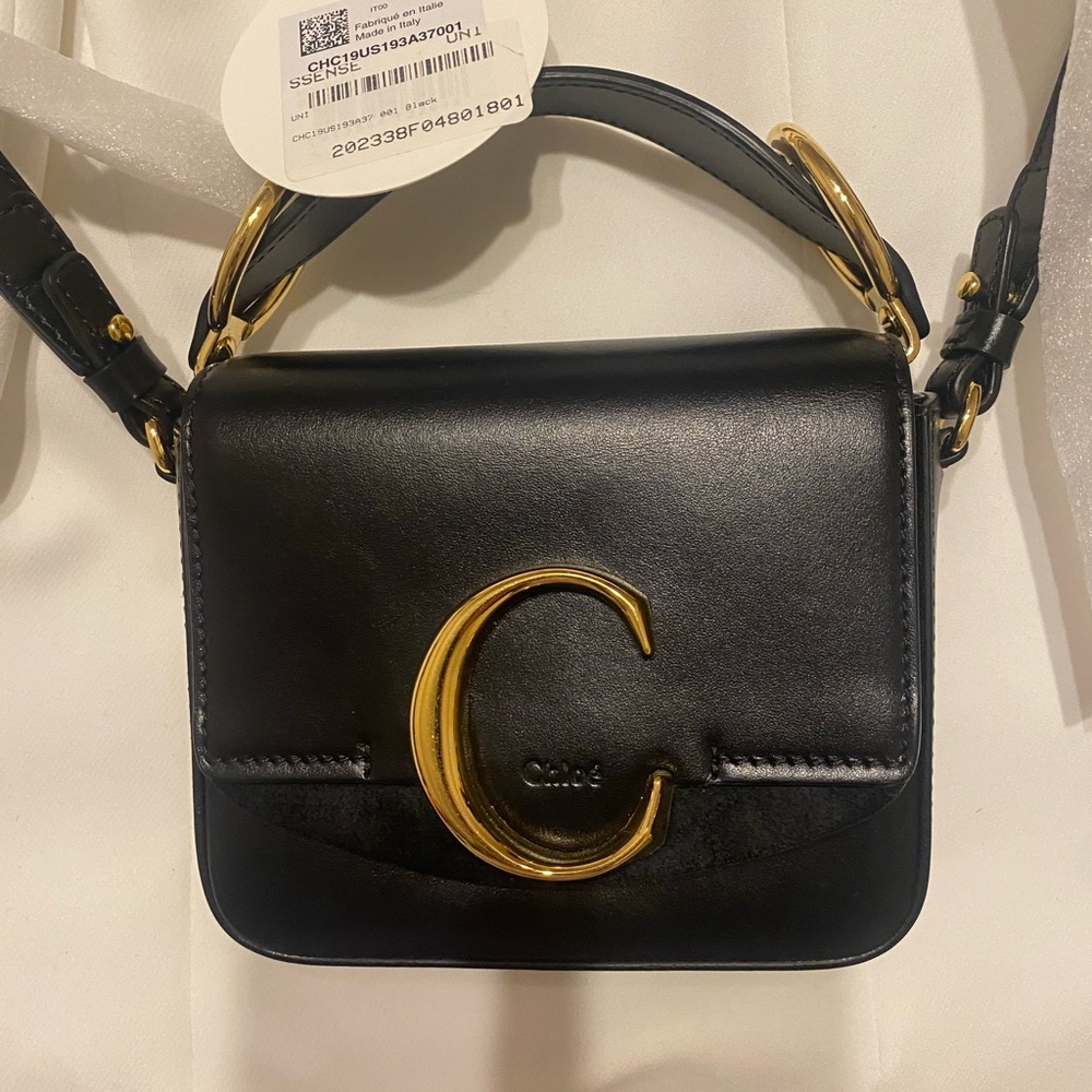 Chloe Black Mini Bag with Gold Accent